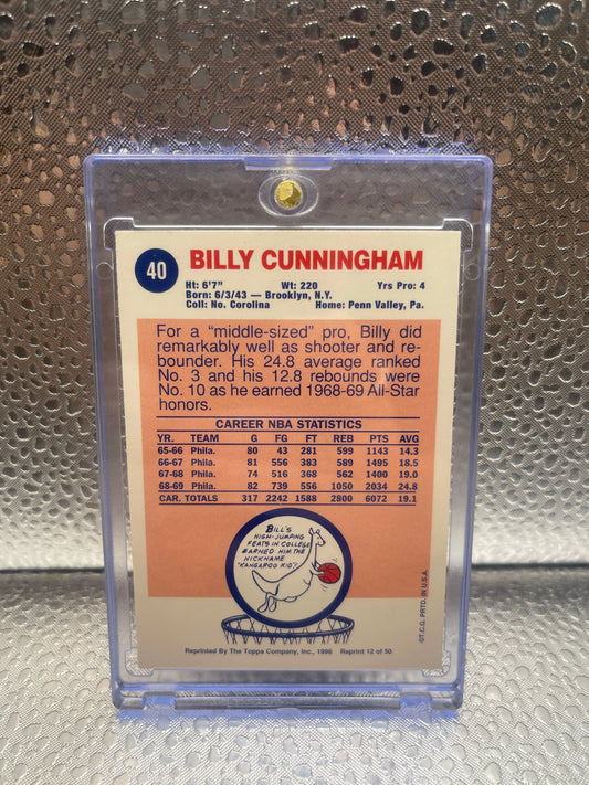 1996 TOPPS STARS BILLY CUNNINGHAM 1969 ROOKIE REPRINT #12 NM FRENLY BRICKS - Open 7 Days