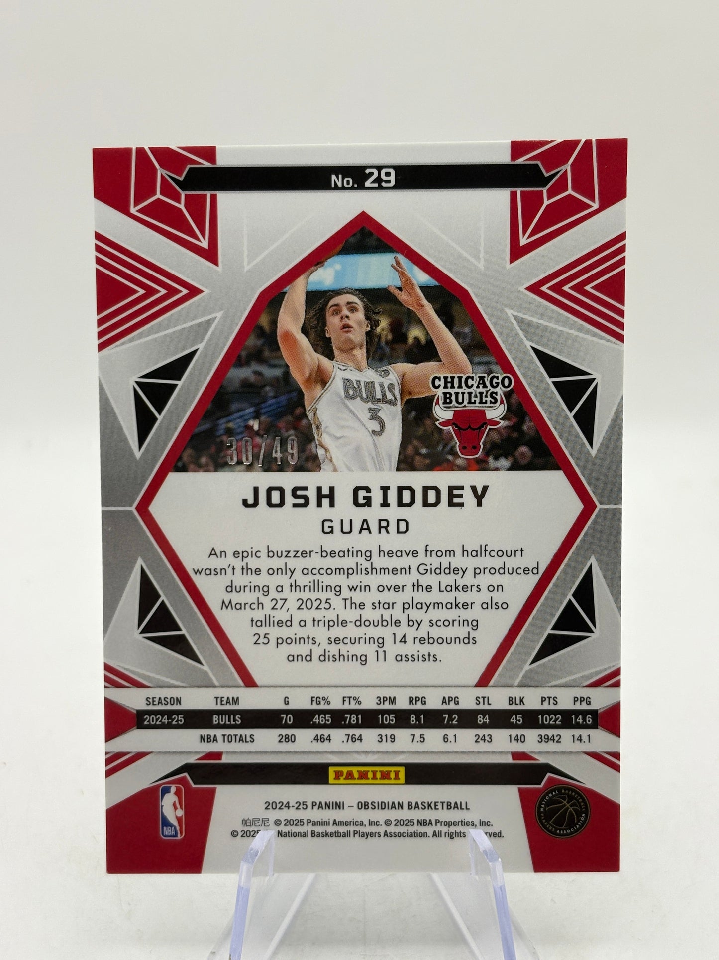 2024-25 Panini Obsidian #25 Josh Giddey (Incomplete) Rainbow Etch Set Numbered FRENLY BRICKS - Open 7 Days