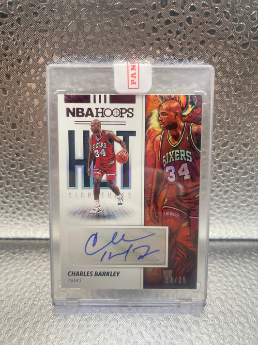 2019-20 NBA Hoops Charles Barkley Auto Red HOT Signature Bookend Rare 13/25 EXCH NM FRENLY BRICKS - Open 7 Days