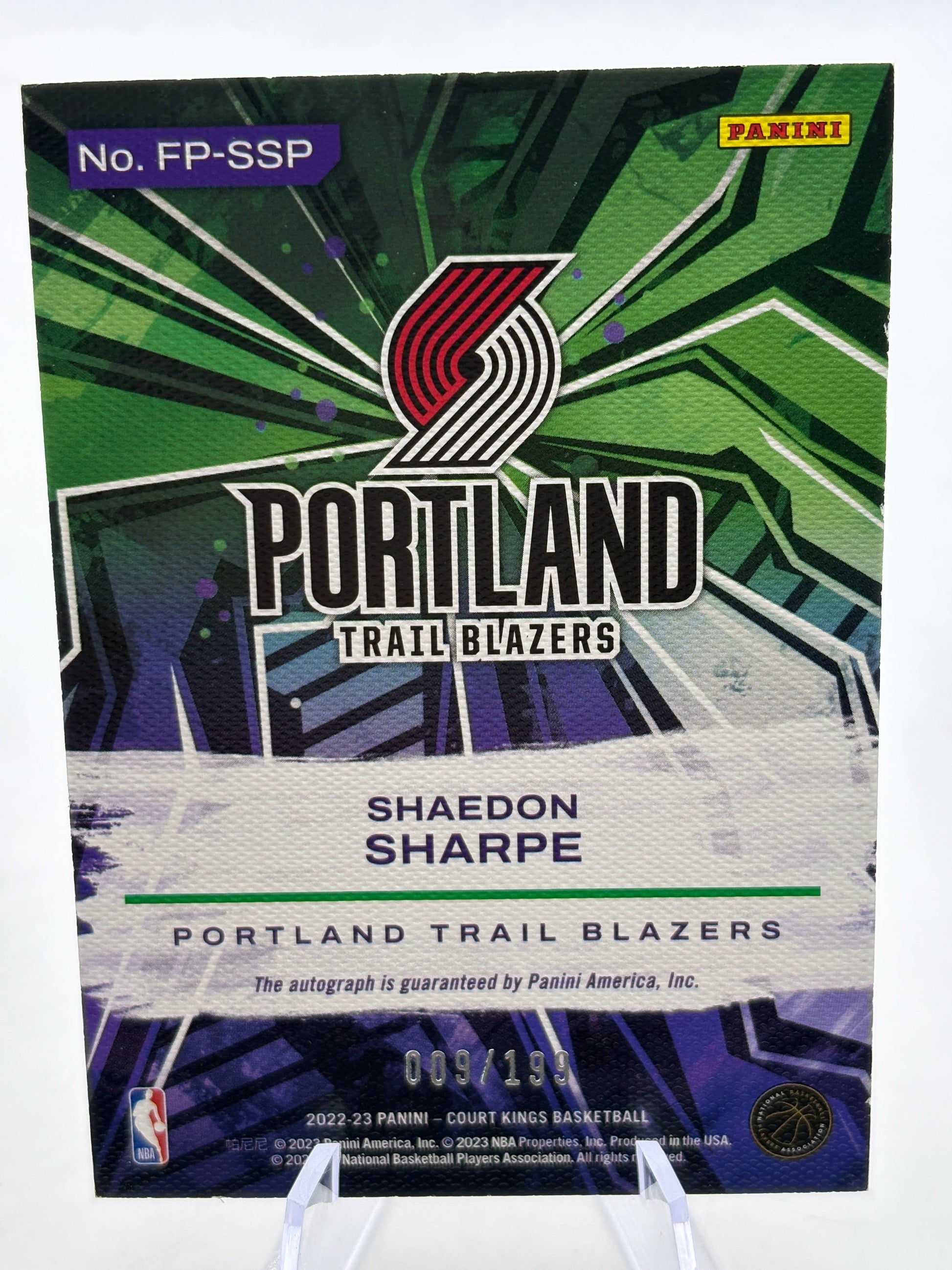 2022-23 Panini Court Kings Basketball #FP-SSP Shaedon Sharpe 009/199 Rookie Auto FRENLY BRICKS - Open 7 Days