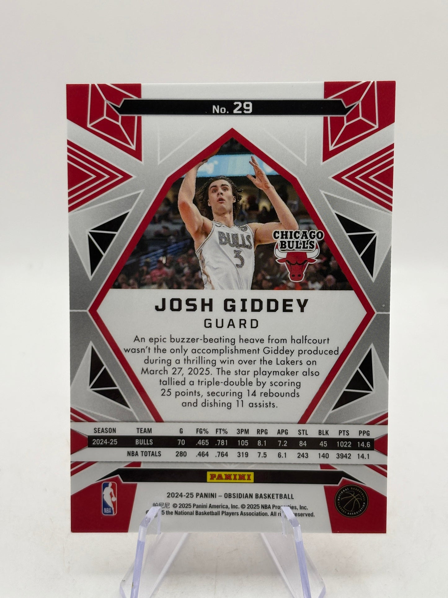 2024-25 Panini Obsidian #25 Josh Giddey (Incomplete) Rainbow Etch Set Numbered FRENLY BRICKS - Open 7 Days