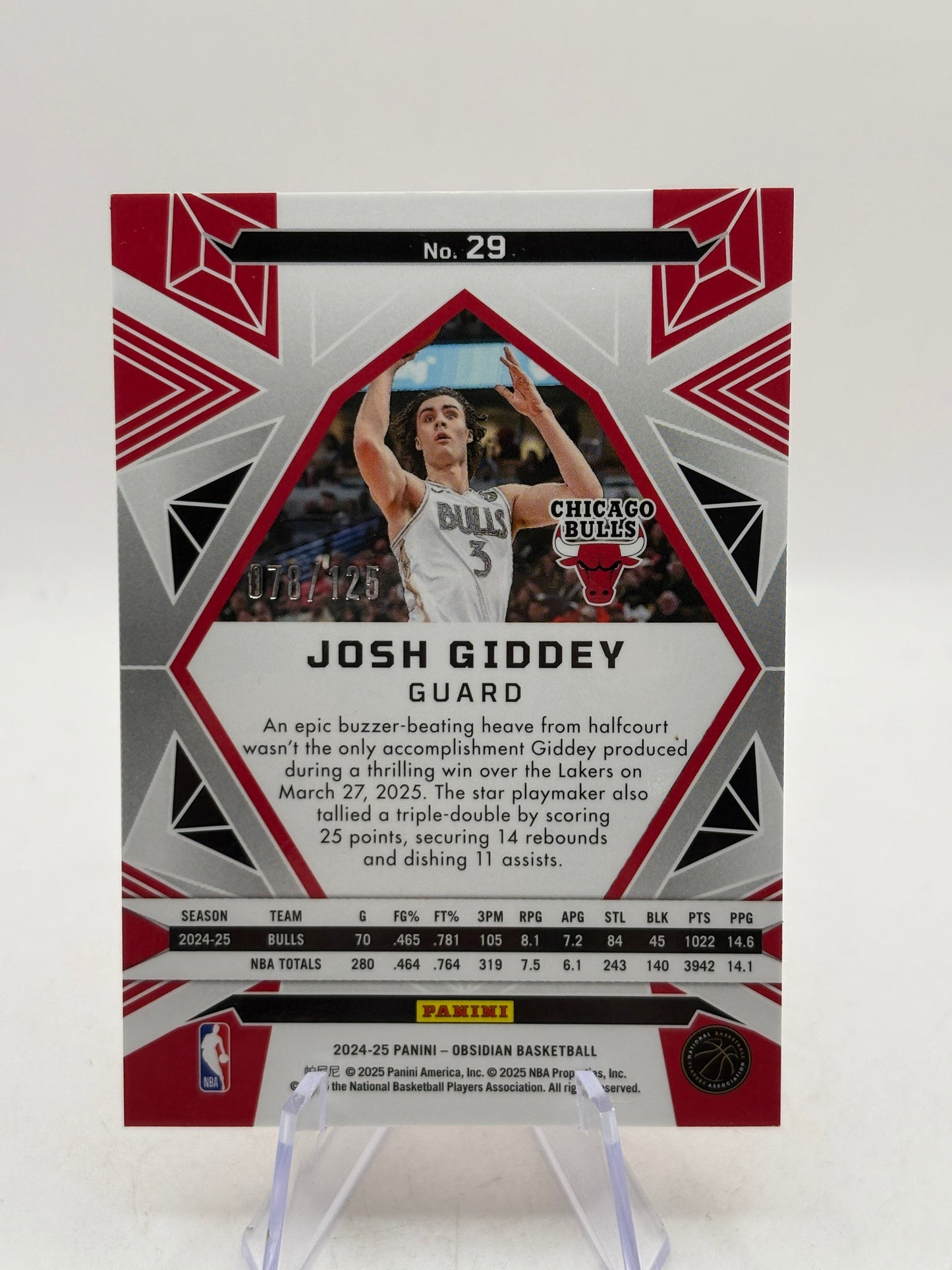 2024-25 Panini Obsidian #25 Josh Giddey (Incomplete) Rainbow Etch Set Numbered FRENLY BRICKS - Open 7 Days