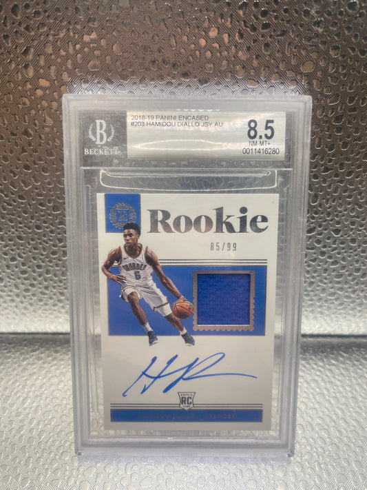 2018-19 Panini Encased Hamidou Diallo BGS 8.5/10 RPA Rookie Patch Auto RC 85/99 FRENLY BRICKS - Open 7 Days