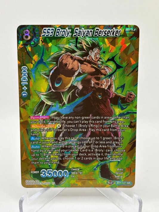 Dragon Ball Super Card Game - SS3 Broly, Saiyan Berserker BT7-127 ISR (3) FRENLY BRICKS - Open 7 Days