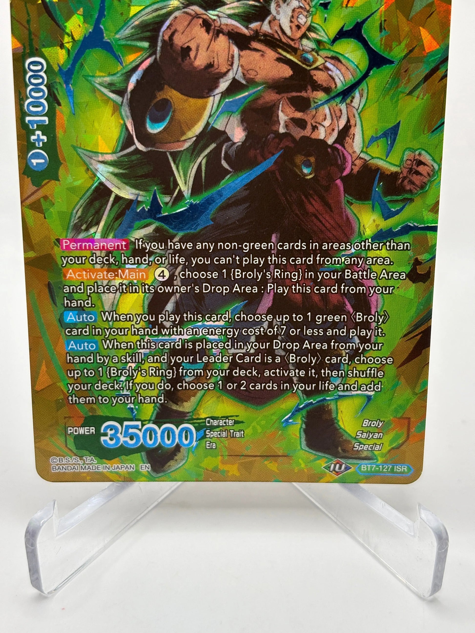 Dragon Ball Super Card Game - SS3 Broly, Saiyan Berserker BT7-127 ISR (3) FRENLY BRICKS - Open 7 Days
