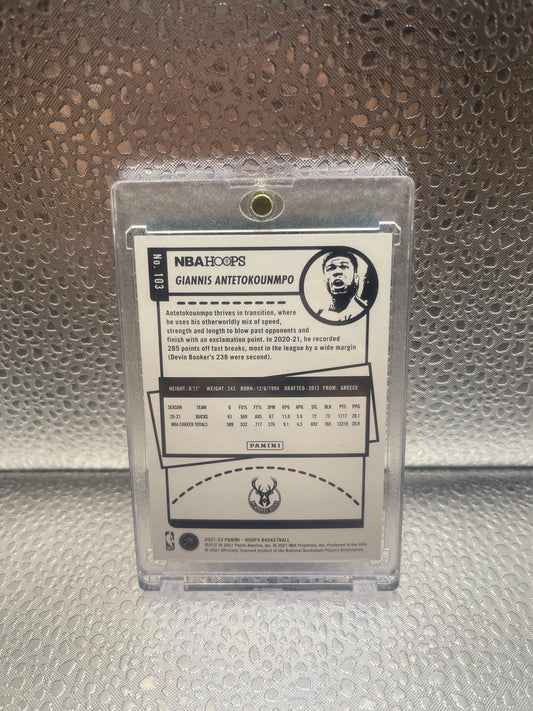 Giannis Antetokounmpo 2021-22 Panini NBA Hoops #103 Teal Explosion Bucks NM FRENLY BRICKS - Open 7 Days