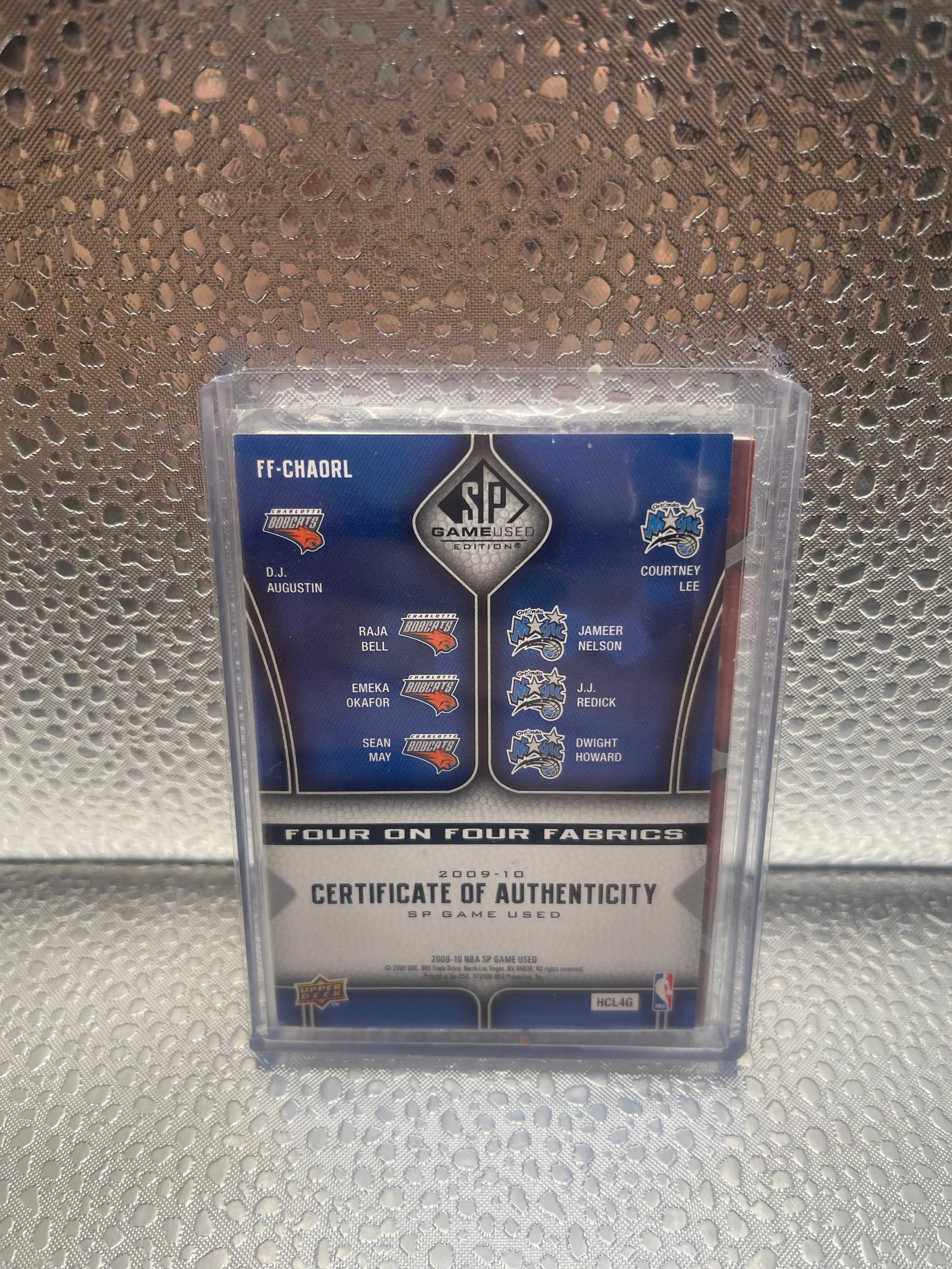 2009 SP Game Used Four on Fabrics Level 1 /99 DJ Augustin / Raja Bell /Emeka Okafor / Sean May / Courtney Lee / Jameer Nelson / JJ Reddick / Dwight Howard FRENLY BRICKS - Open 7 Days