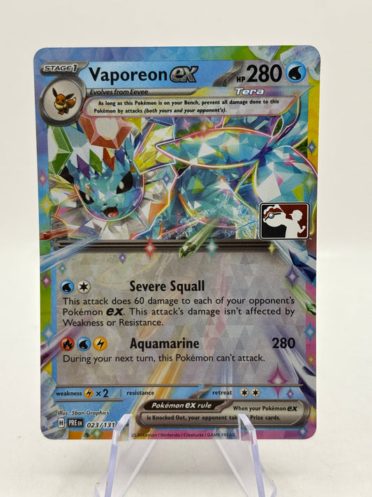 Pokemon TCG Prismatic Evolution - Vaporeon EX 023/131 Play! Pokemon Stamped FRENLY BRICKS - Open 7 Days