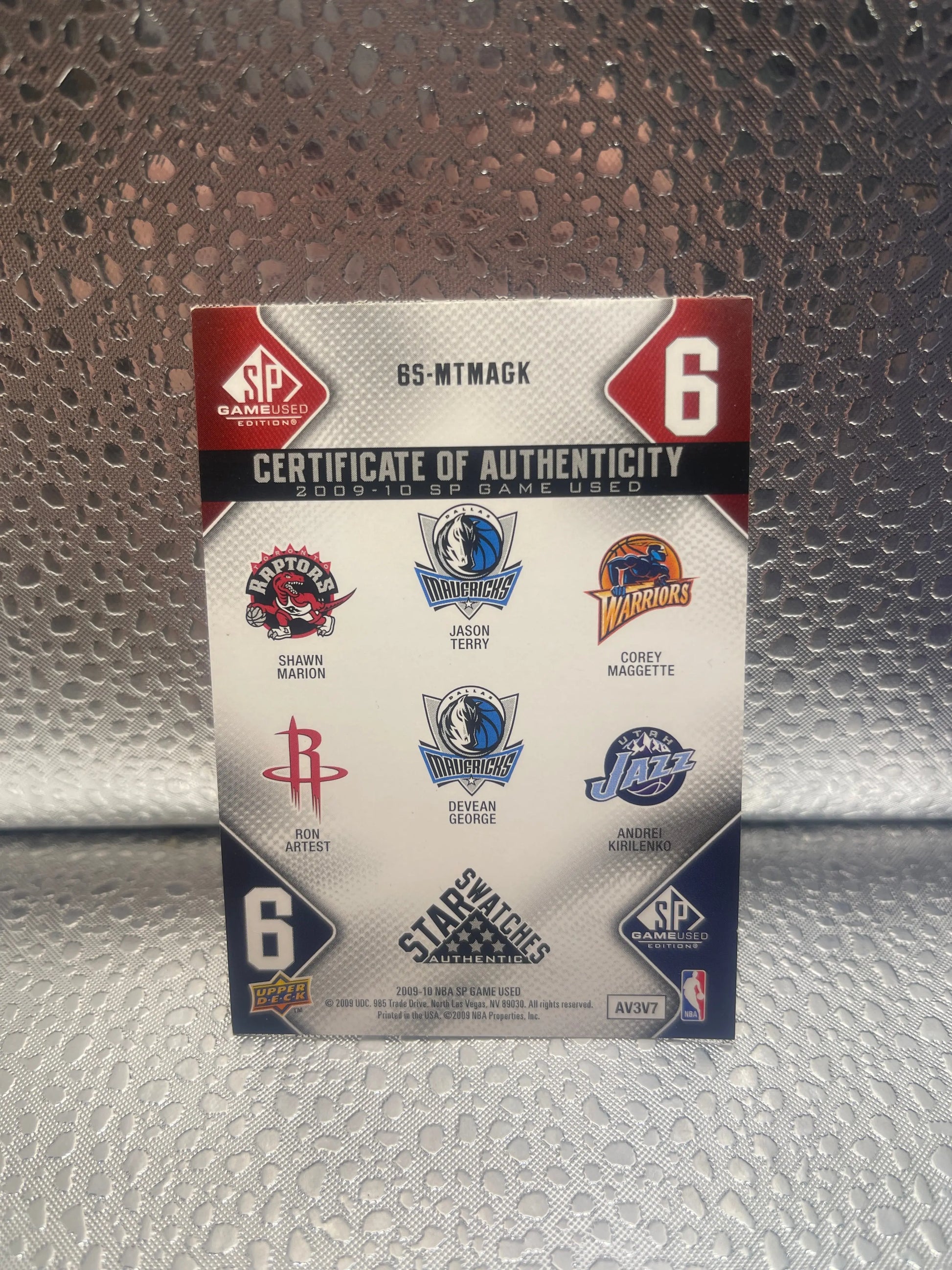 2009 SP Game Used 6 Star Swatches /65 Metta World Peace Ron Artest Devean George NM FRENLY BRICKS - Open 7 Days