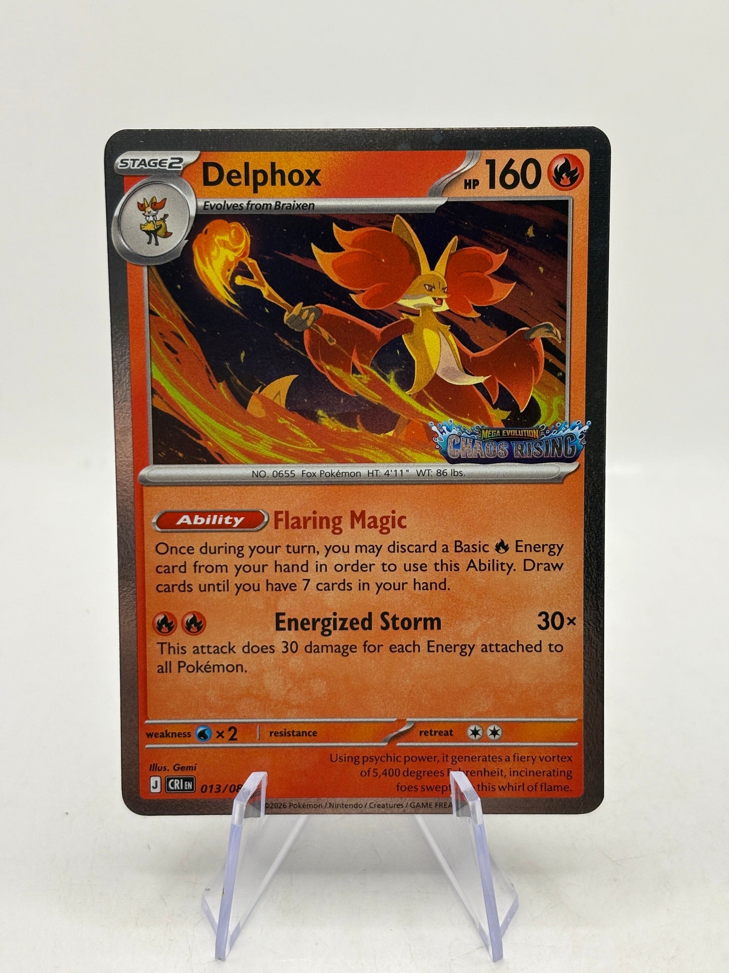 Pokemon TCG Chaos Rising - Delphox 013/086 Rare Holo Stamped FRENLY BRICKS - Open 7 Days