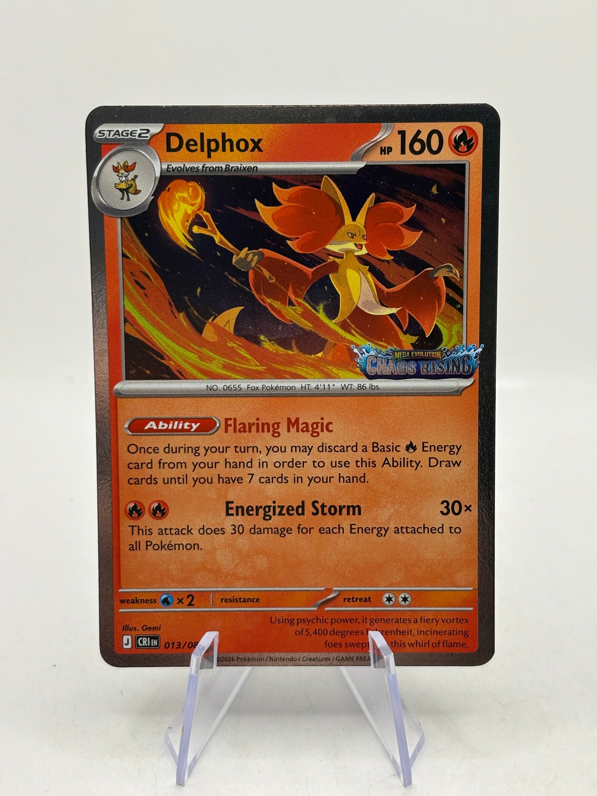 Pokemon TCG Chaos Rising - Delphox 013/086 Rare Holo Stamped FRENLY BRICKS - Open 7 Days