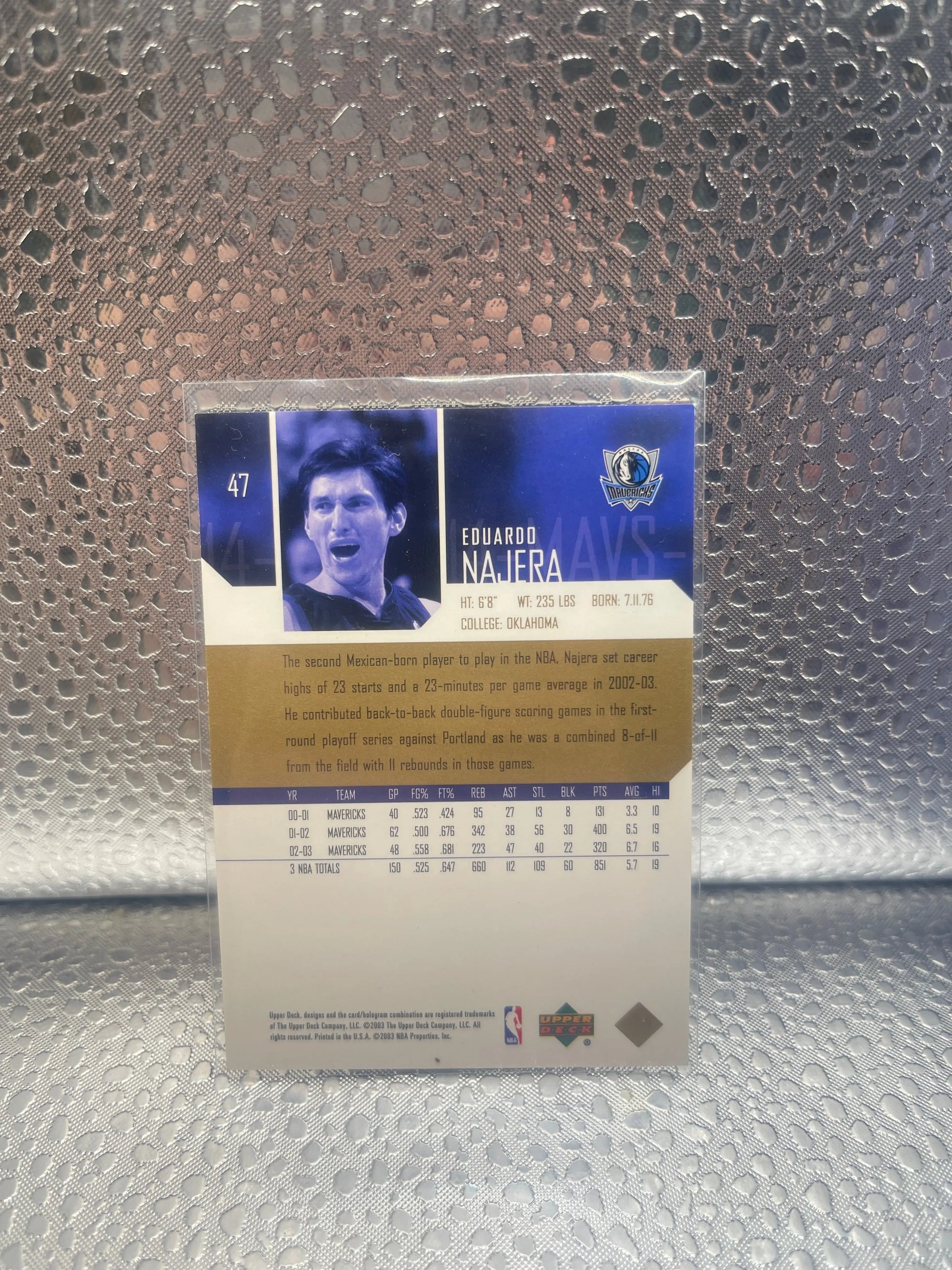 2003 Upper Deck Exclusives 020/100 Eduardo Najera Mavericks Nm FRENLY BRICKS - Open 7 Days