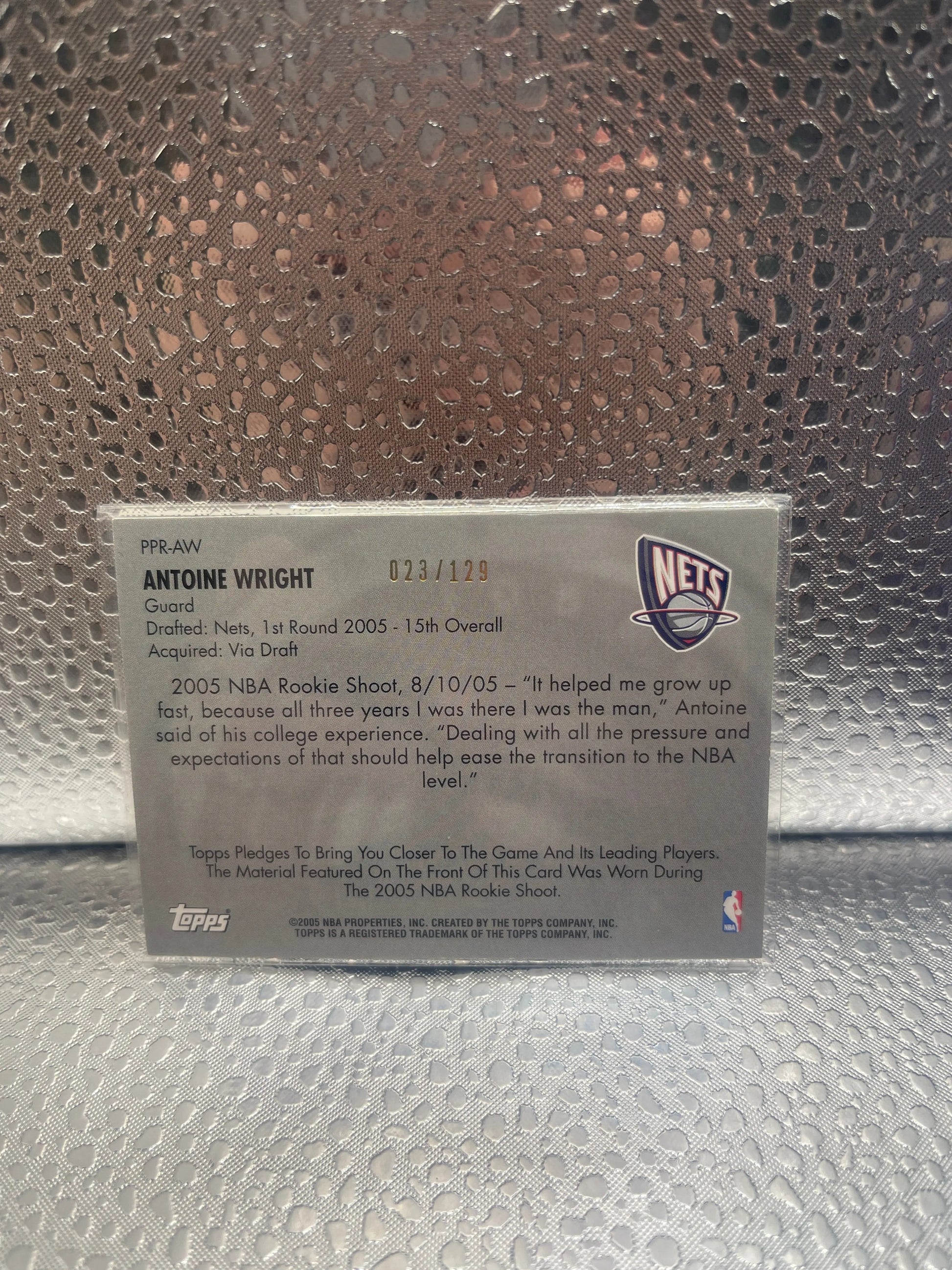 2005-06 Big Game Picture Perfect Relics /129 Antoine Wright (Jersey) Rookie NM FRENLY BRICKS - Open 7 Days