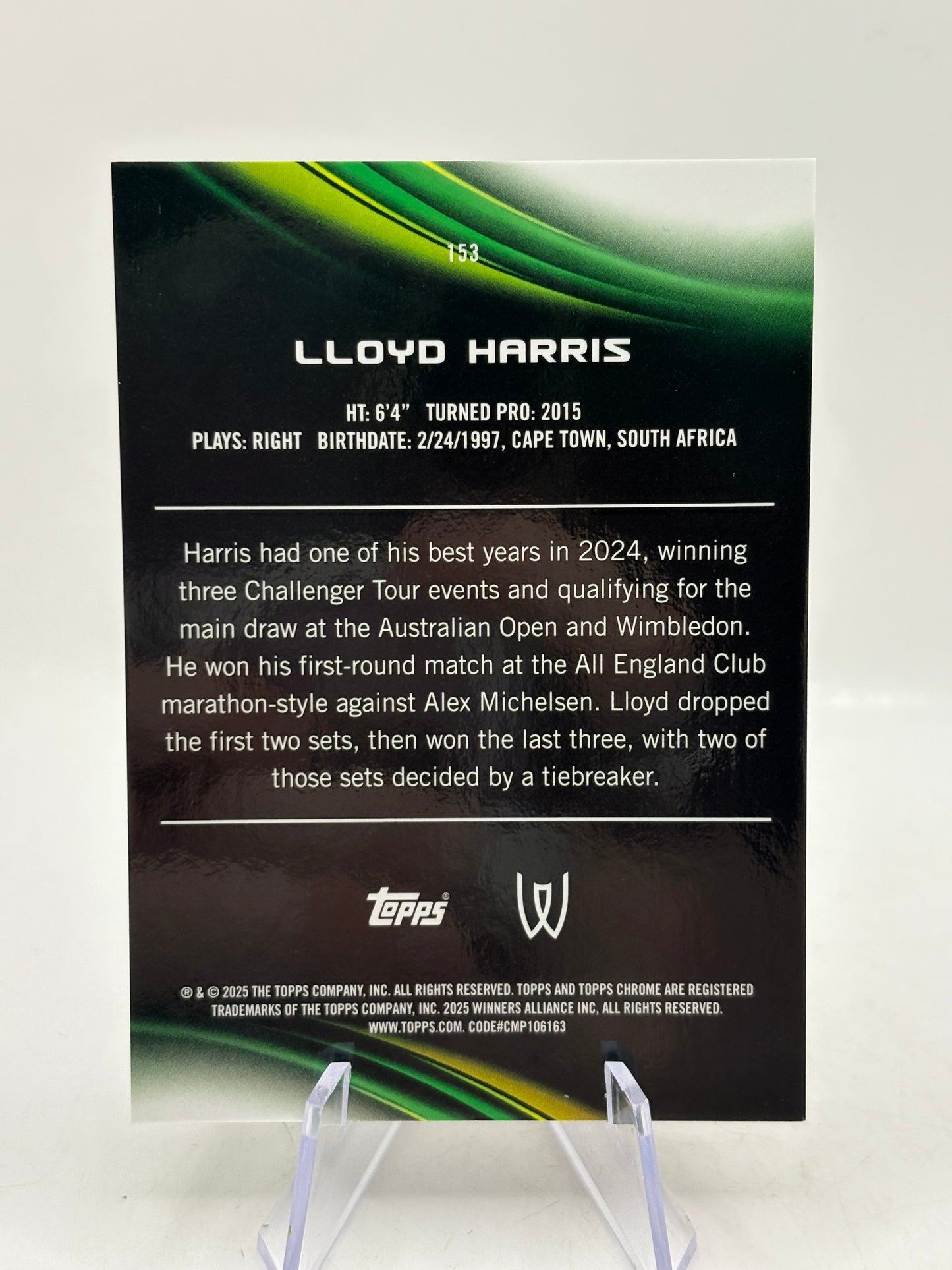 2025 Topps Chrome Tennis #153 Lloyd Harris 4/5 Red Refractor FRENLY BRICKS - Open 7 Days