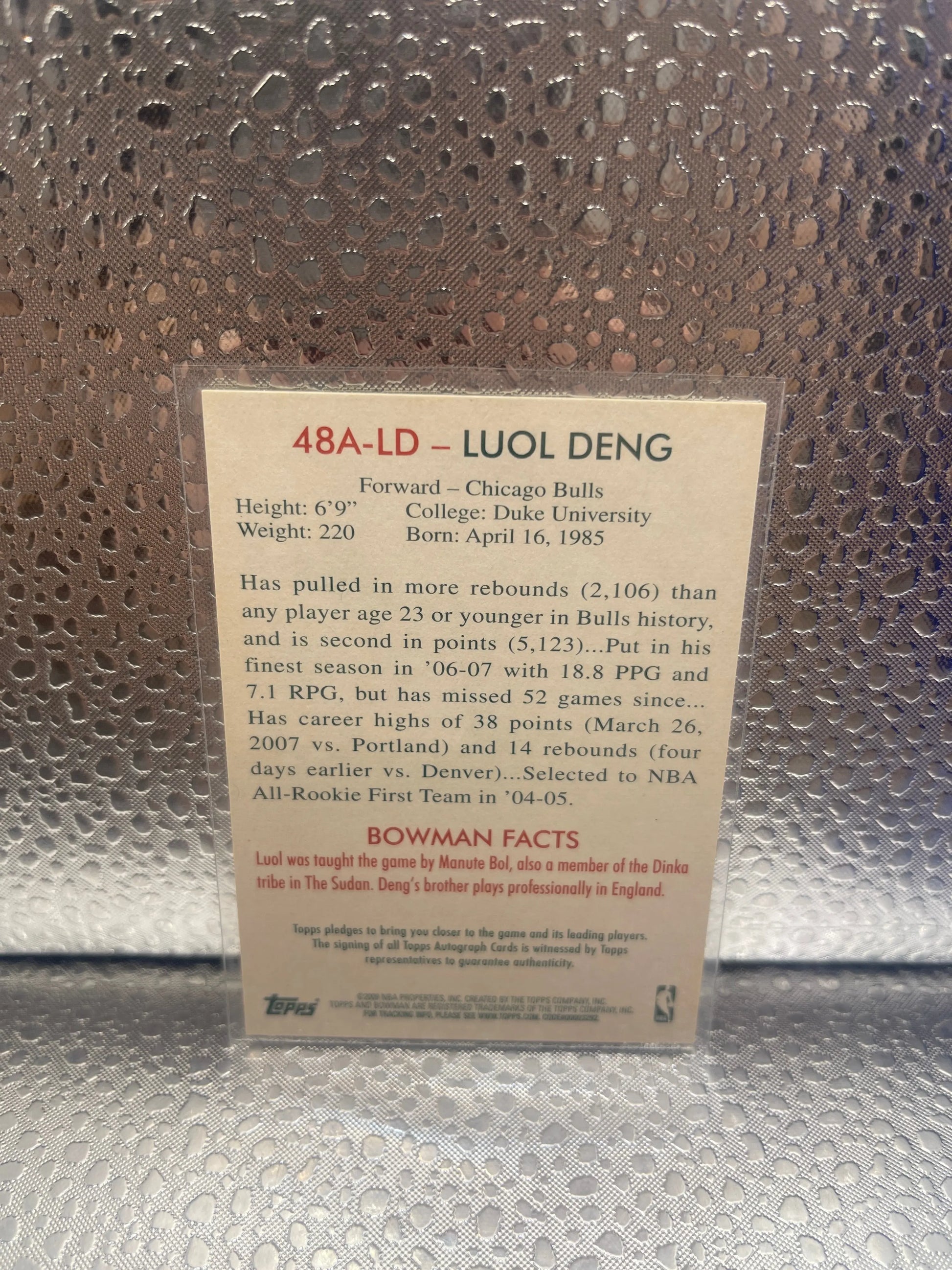 Luol Deng Card 2009-10 Bowman 48 Autographs #48ALD NM FRENLY BRICKS - Open 7 Days