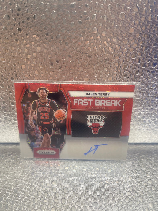 2023-24 Panini Prizm Basketball Dalen Terry Red Disco Fast Break Autographs /99 Nm FRENLY BRICKS - Open 7 Days