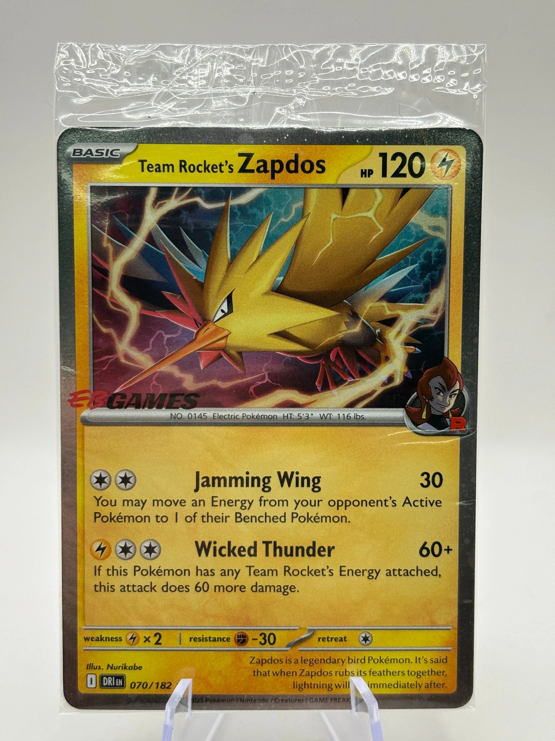 Pokemon TCG Destined Rivals - Team Rocket’s Zapdos 070/182 EB Games Promo Sealed FRENLY BRICKS - Open 7 Days