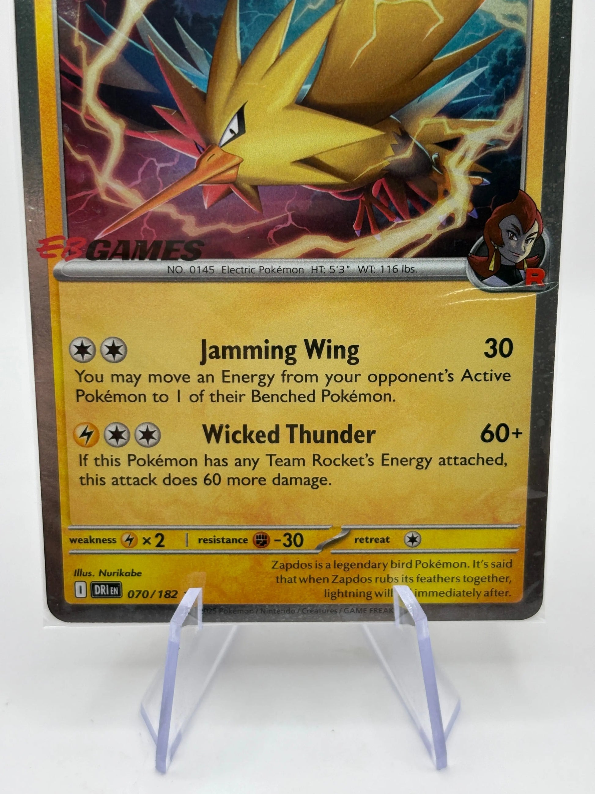 Pokemon TCG Destined Rivals - Team Rocket’s Zapdos 070/182 EB Games Promo Sealed FRENLY BRICKS - Open 7 Days