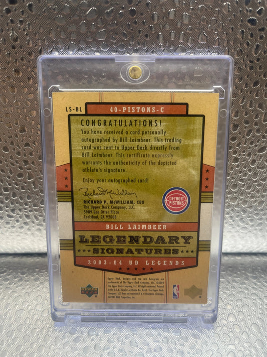 2003-04 UD Legends Legendary Signatures Autograph #LS-BL Bill Laimbeer FRENLY BRICKS - Open 7 Days