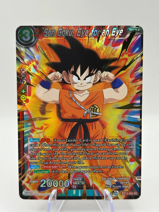 Dragon Ball Super Card Game - Son Goku, Eye for an Eye BT12-005 SR FRENLY BRICKS - Open 7 Days