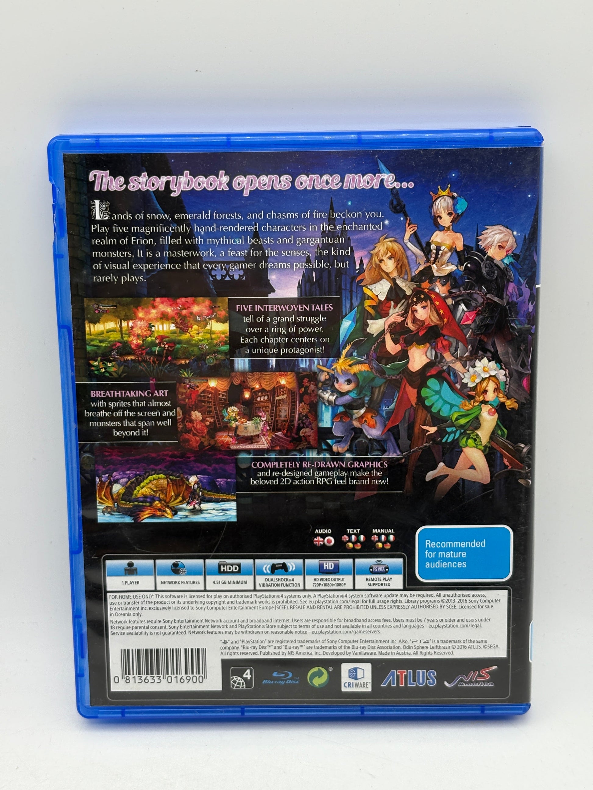 Playstation 4 - Odin Sphere Leifthrasir Video Game *Damage FRENLY BRICKS - Open 7 Days