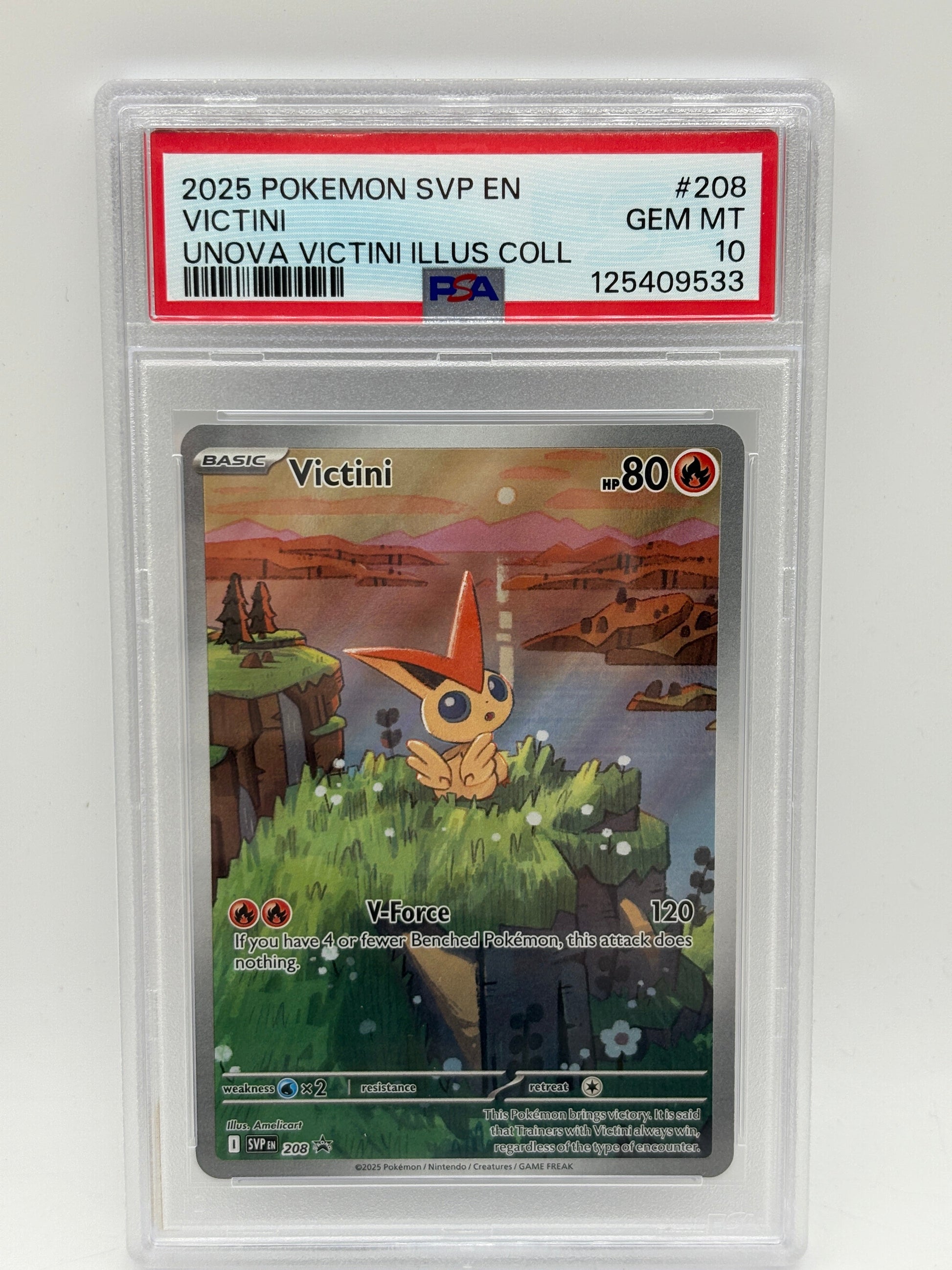 2025 Pokemon SVP EN Victini #208 Illustration Rare PSA 10 FRENLY BRICKS - Open 7 Days