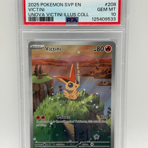 2025 Pokemon SVP EN Victini #208 Illustration Rare PSA 10 FRENLY BRICKS - Open 7 Days