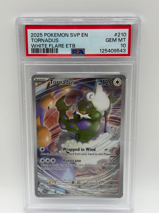 Pokemon 2025 SVP - Tornadus 210 White Flare Promo PSA 10 FRENLY BRICKS - Open 7 Days