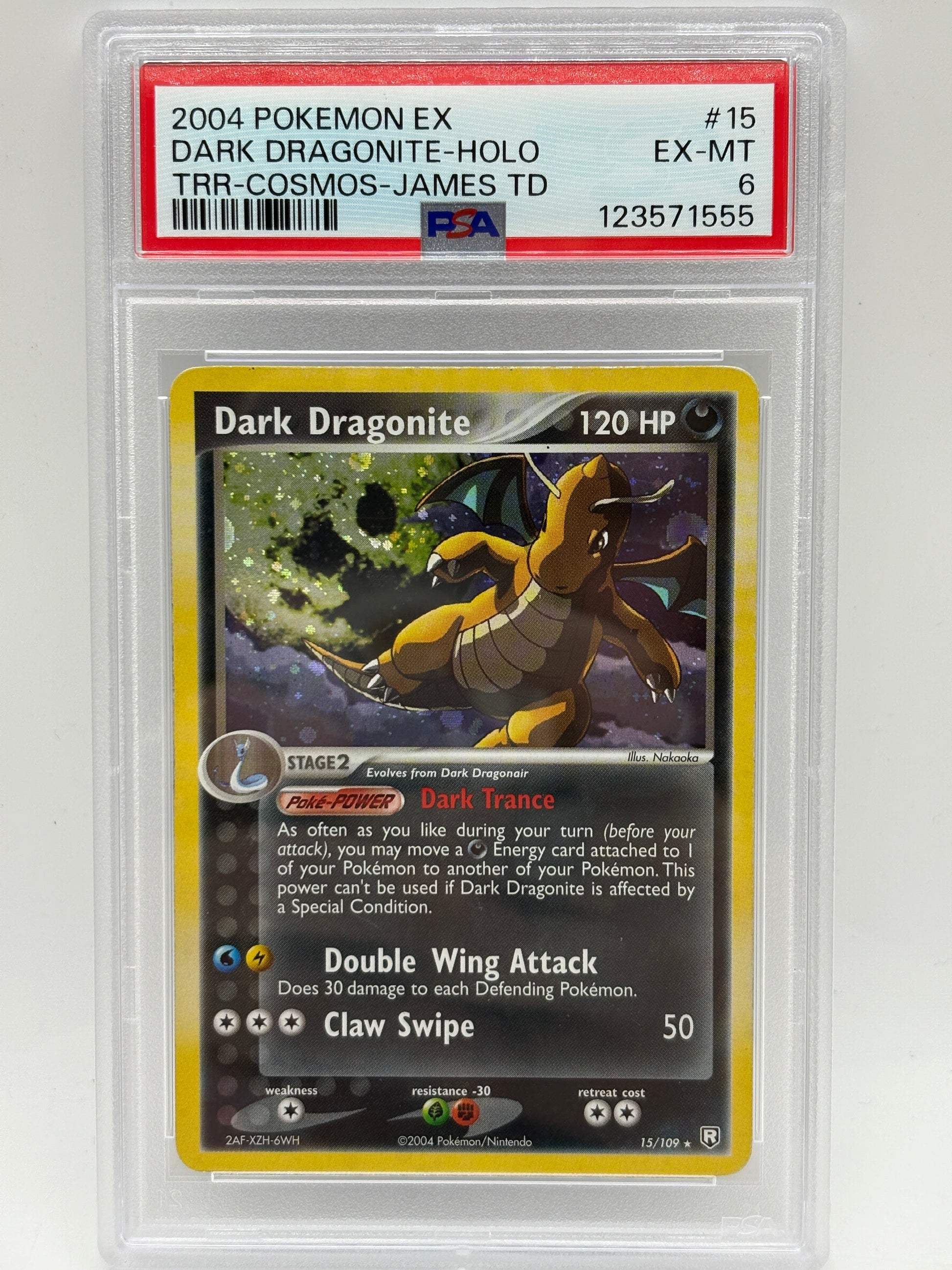 2004 Pokemon EX - Dark Dragonite #15/109 Cosmos Holo PSA 6 FRENLY BRICKS - Open 7 Days