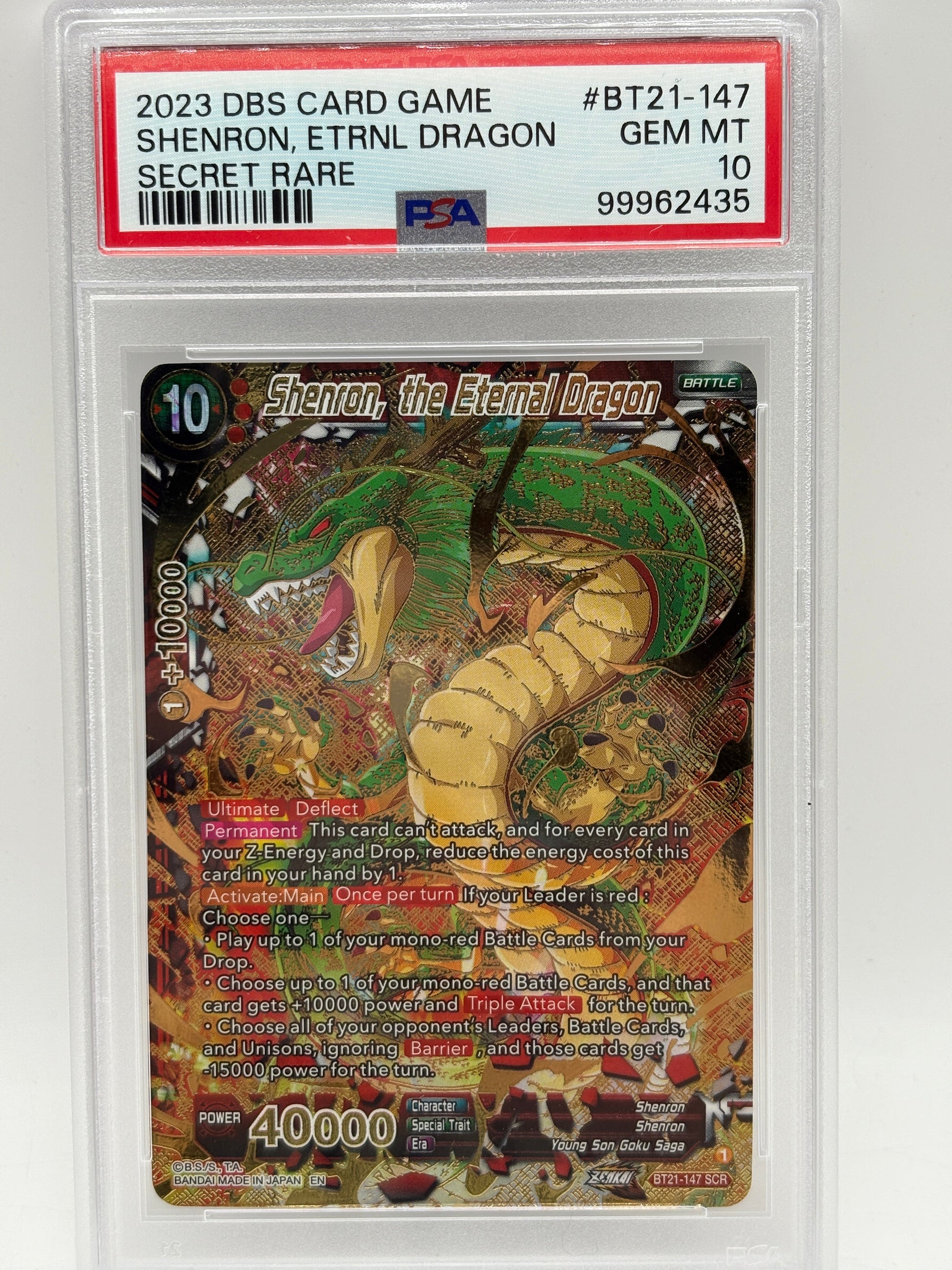 2023 DBS Card Game - Shenron, Eternal Dragon BT21-147 SCR PSA 10 FRENLY BRICKS - Open 7 Days