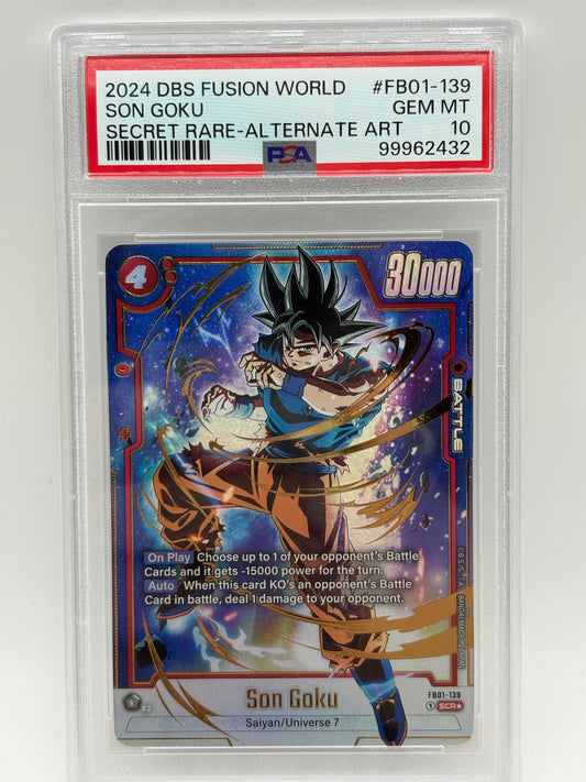 2024 DBS Fusion World - Son Goku FB01-139 Secret Rare Alt Art PSA 10 FRENLY BRICKS - Open 7 Days