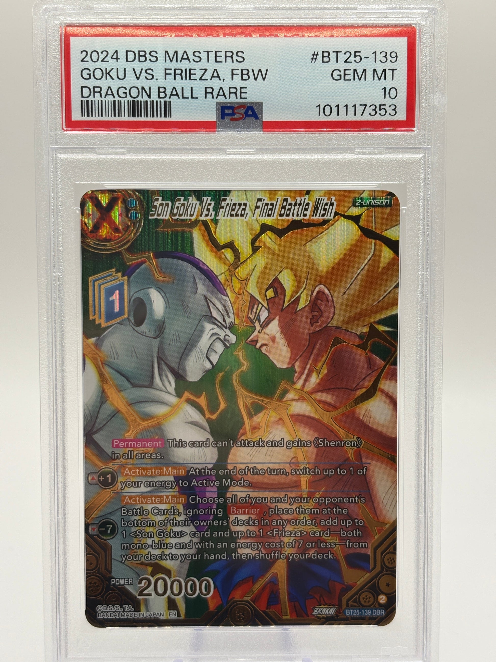 2024 DBS Masters Son Goku vs Frieza Final Battle Wish BT25-139 DBR PSA 10 FRENLY BRICKS - Open 7 Days