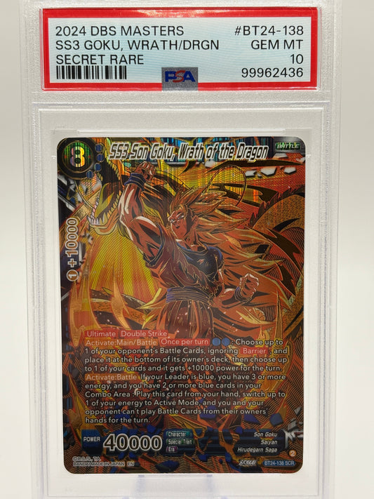 2024 DBS Masters SS3 Son Goku, Wrath of the Dragon BT24-138 SCR PSA 10 FRENLY BRICKS - Open 7 Days