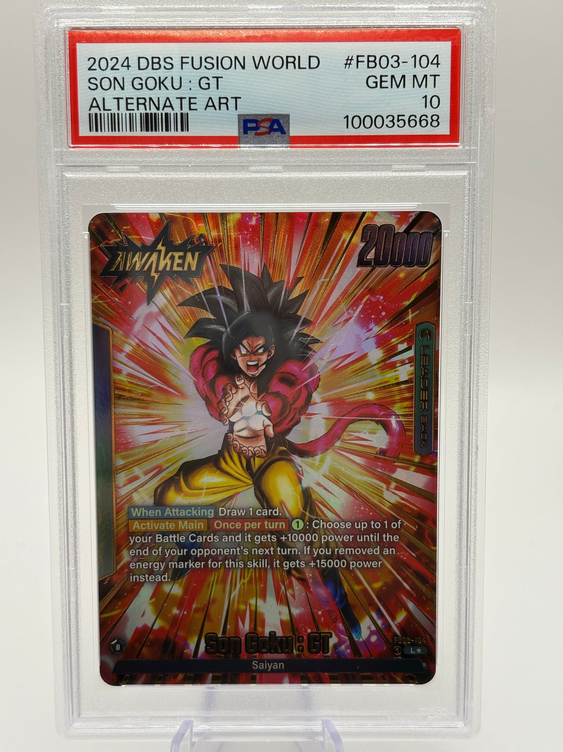 2024 DBS Fusion World Son Goku : GT FB03-104 Leader Alt Art PSA 10 FRENLY BRICKS - Open 7 Days