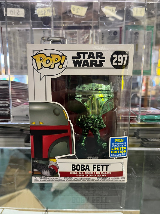 Funko Pop! Star Wars Boba Fett #297 Green Chrome Summer Con 2019 FRENLY BRICKS - Open 7 Days