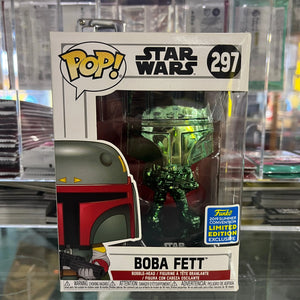 Funko Pop! Star Wars Boba Fett #297 Green Chrome Summer Con 2019 FRENLY BRICKS - Open 7 Days