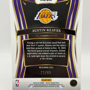 2024-25 Panini Select Basketball Austin Reaves Maroon /85 Mezzanine Level LA Lakers FRENLY BRICKS - Open 7 Days