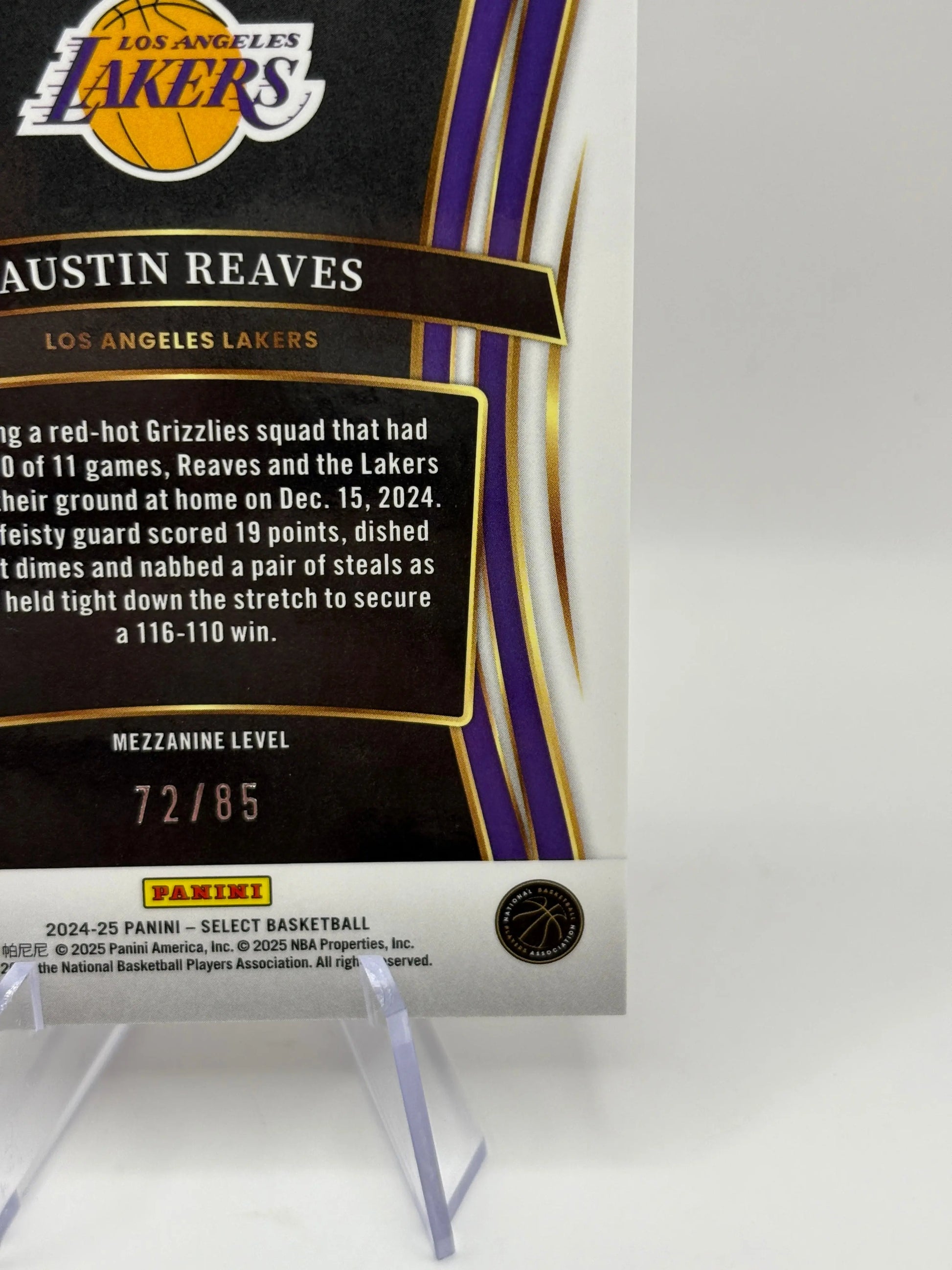2024-25 Panini Select Basketball Austin Reaves Maroon /85 Mezzanine Level LA Lakers FRENLY BRICKS - Open 7 Days