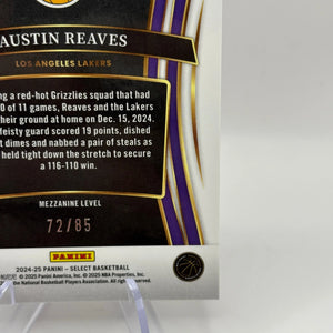 2024-25 Panini Select Basketball Austin Reaves Maroon /85 Mezzanine Level LA Lakers FRENLY BRICKS - Open 7 Days