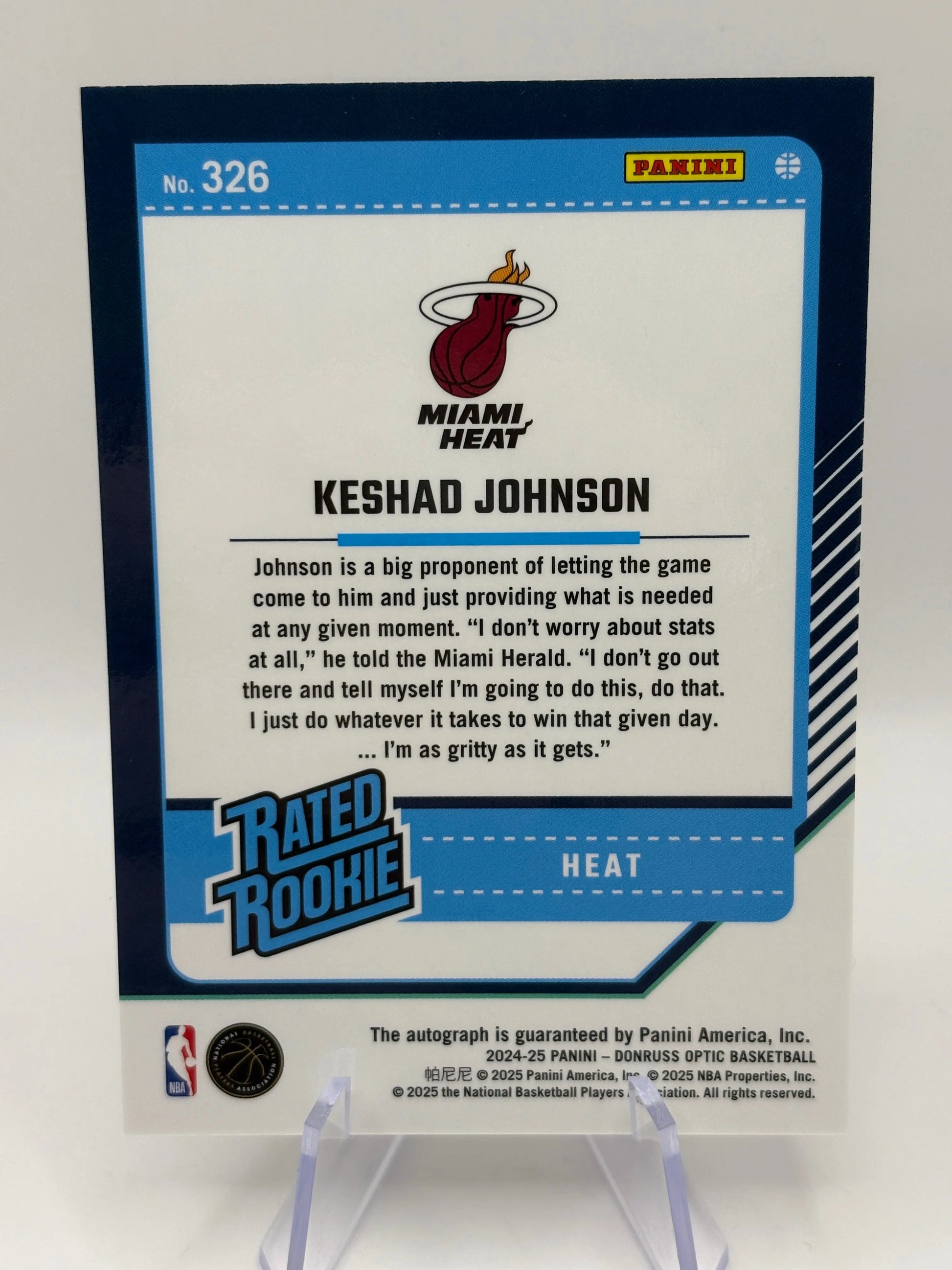 2024-25 Panini Donruss Optic Basketball #326 Keshad Johnson Rated Rookie Auto FRENLY BRICKS - Open 7 Days