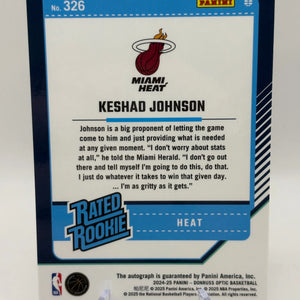 2024-25 Panini Donruss Optic Basketball #326 Keshad Johnson Rated Rookie Auto FRENLY BRICKS - Open 7 Days