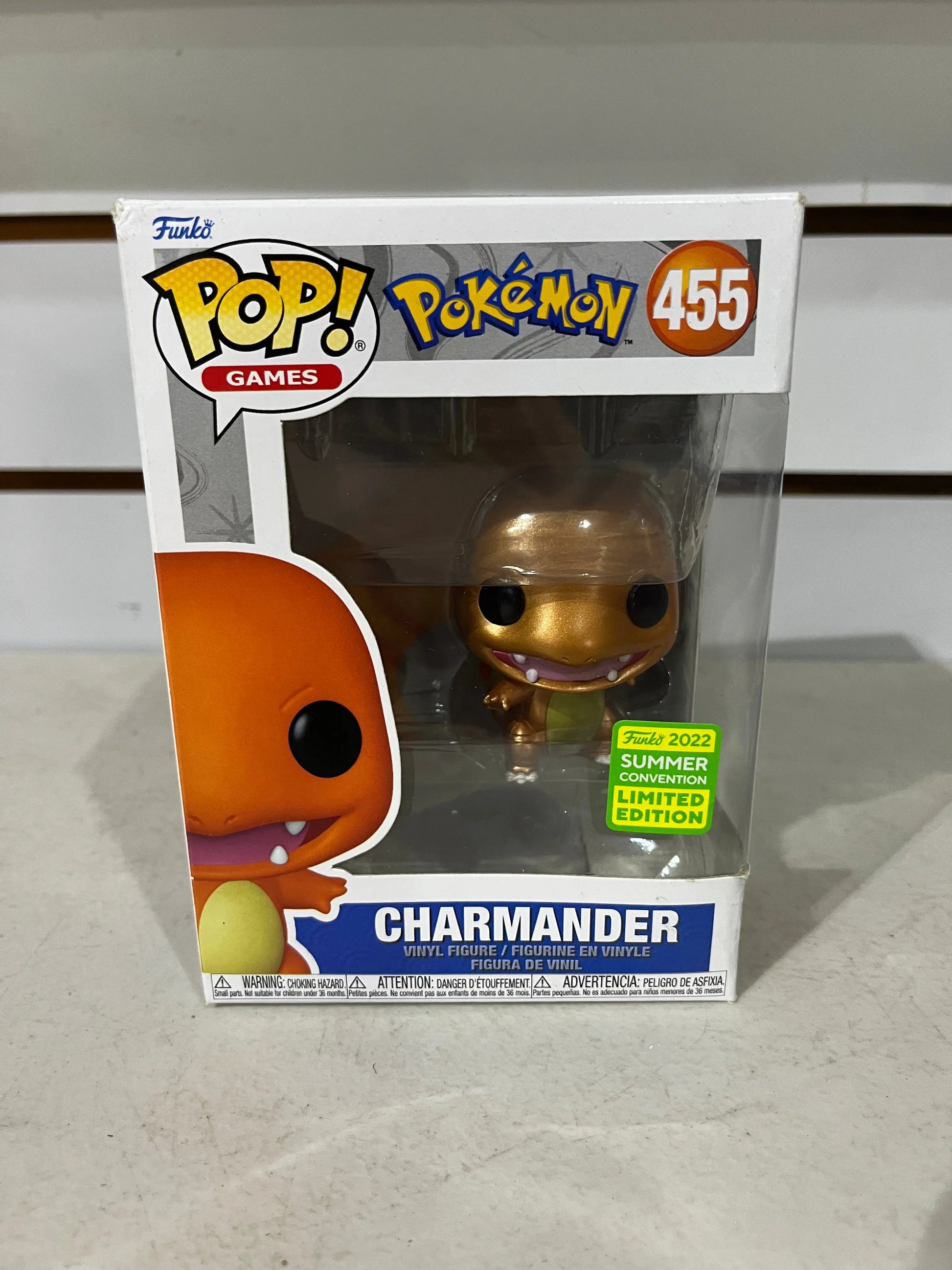 Funko Pop! CHARMANDER #455 Pokemon Metallic 2022 Summer Con Exclusive FRENLY BRICKS - Open 7 Days