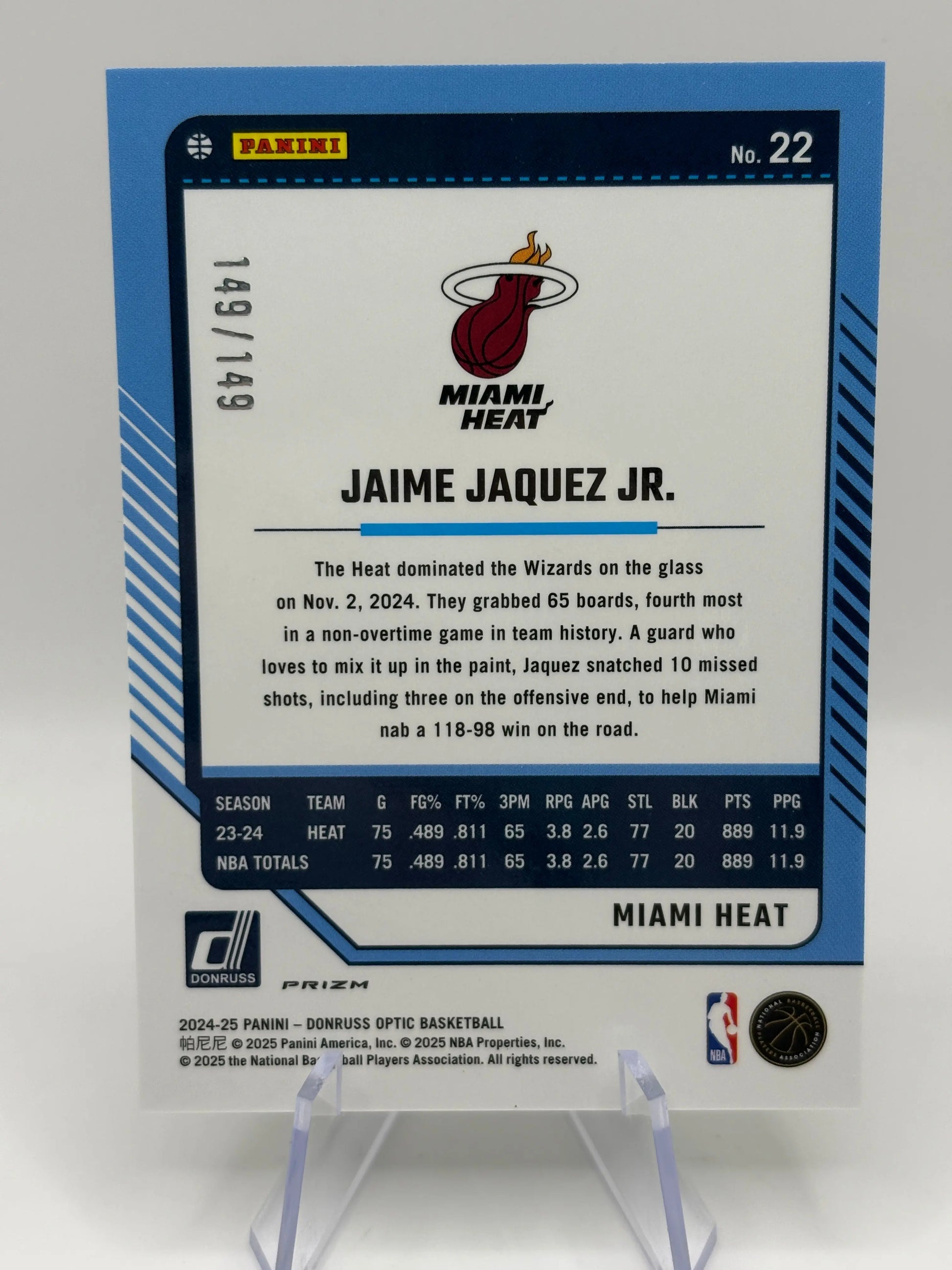 2024-25 Donruss Optic Lime Green #22 Jaime Jaquez Jr. 149/149 HEAT FRENLY BRICKS - Open 7 Days