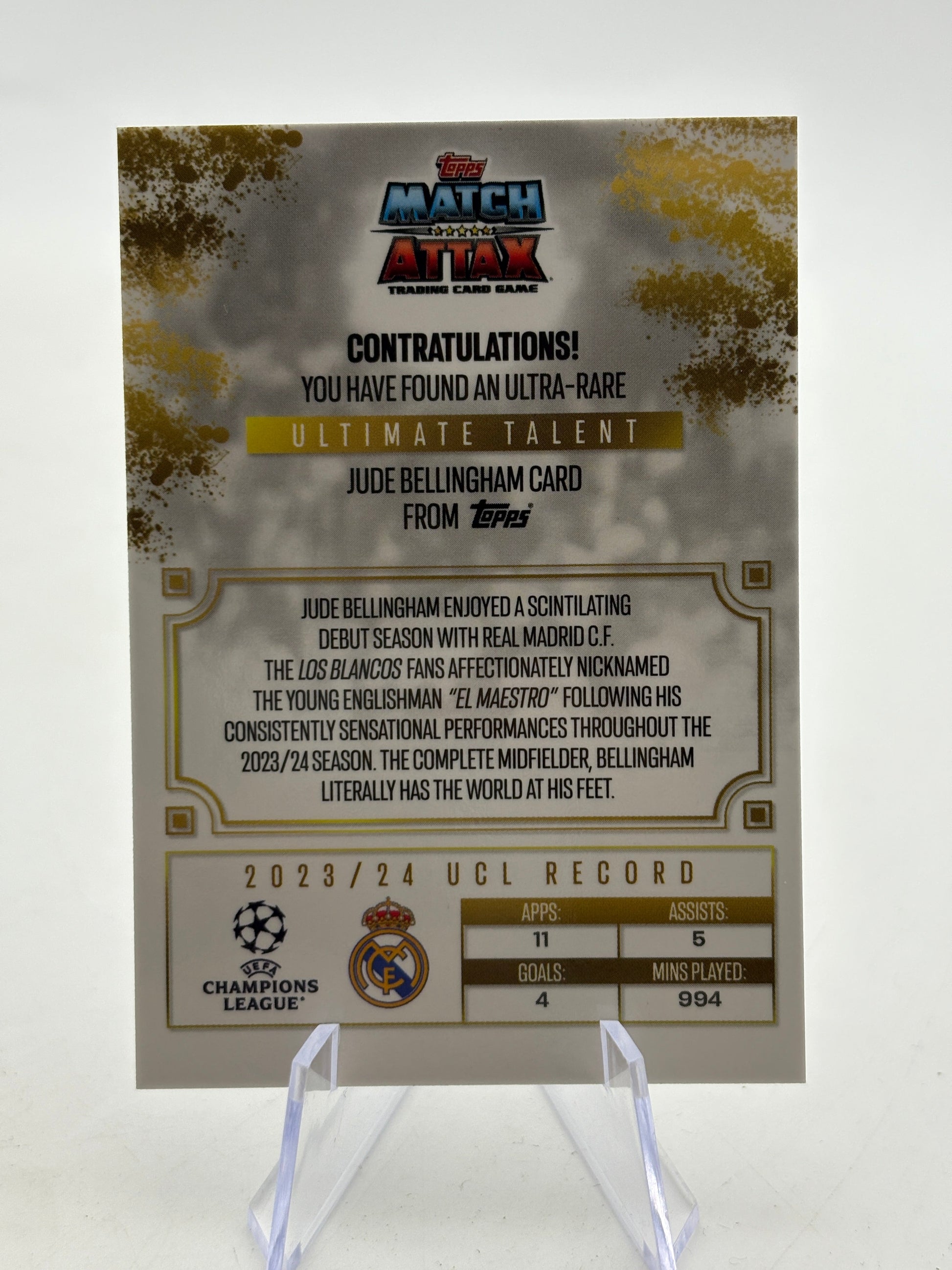 Topps match attax 2024/25 Jude Bellingham Ultimate Talent El Maestro De Madrid FRENLY BRICKS - Open 7 Days