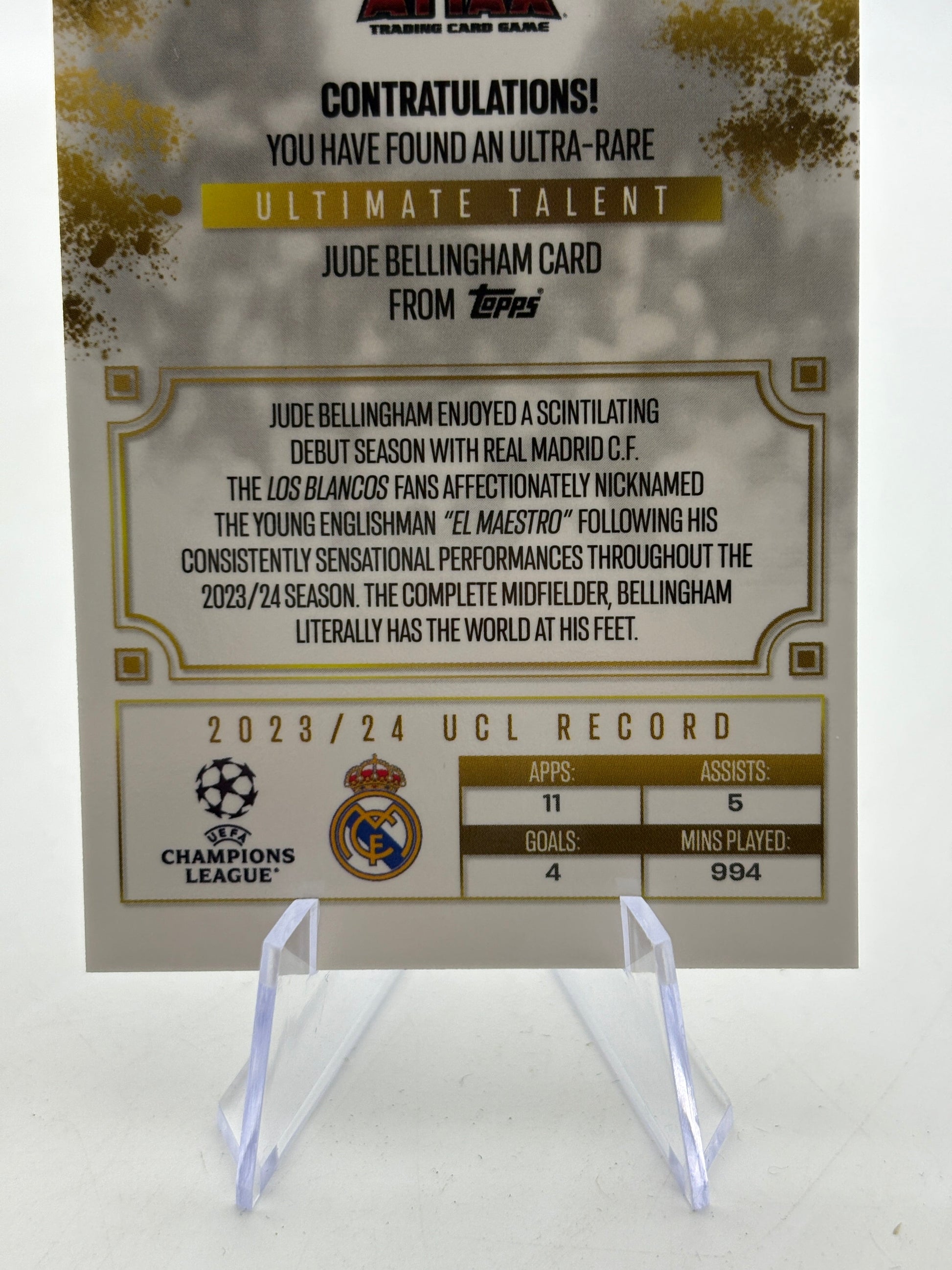 Topps match attax 2024/25 Jude Bellingham Ultimate Talent El Maestro De Madrid FRENLY BRICKS - Open 7 Days