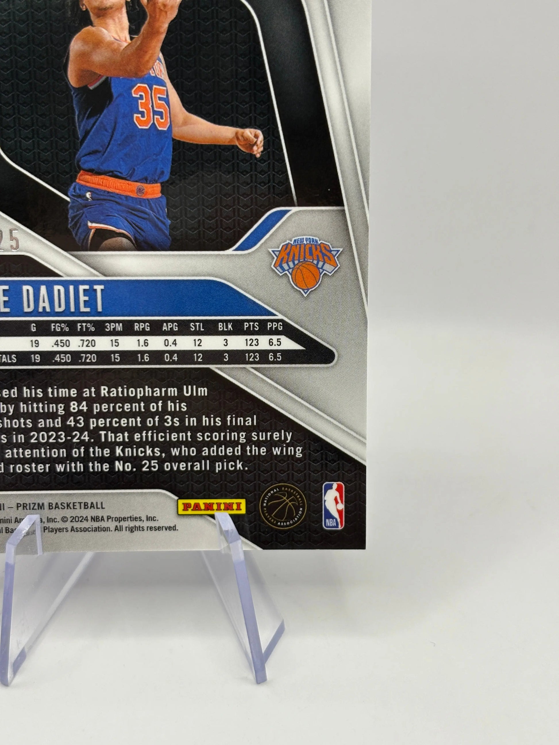2024-25 Panini Prizm Basketball - Pacome Dadiet #259 077/125 Blue Ice FRENLY BRICKS - Open 7 Days