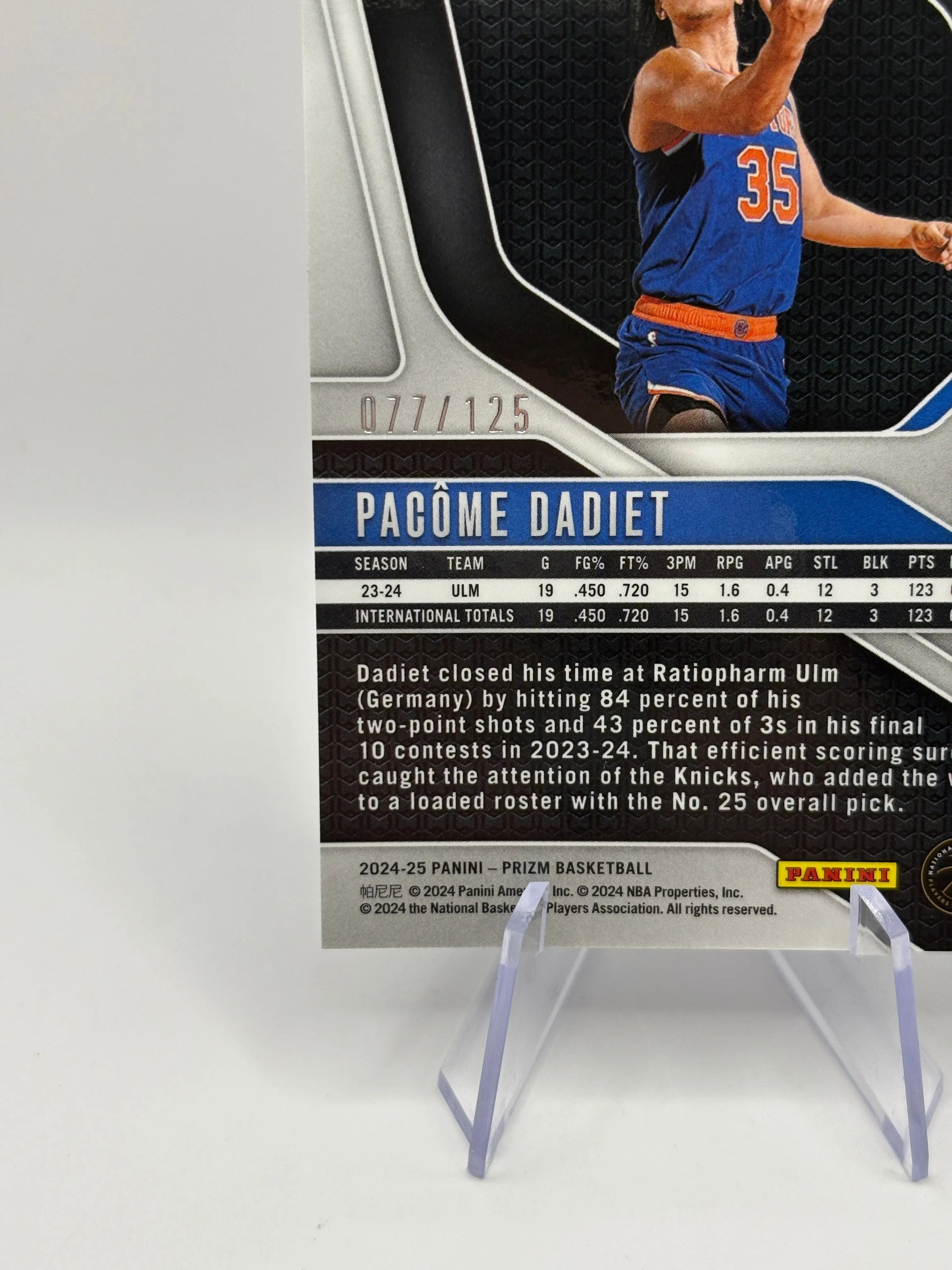 2024-25 Panini Prizm Basketball - Pacome Dadiet #259 077/125 Blue Ice FRENLY BRICKS - Open 7 Days
