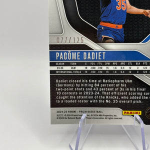 2024-25 Panini Prizm Basketball - Pacome Dadiet #259 077/125 Blue Ice FRENLY BRICKS - Open 7 Days