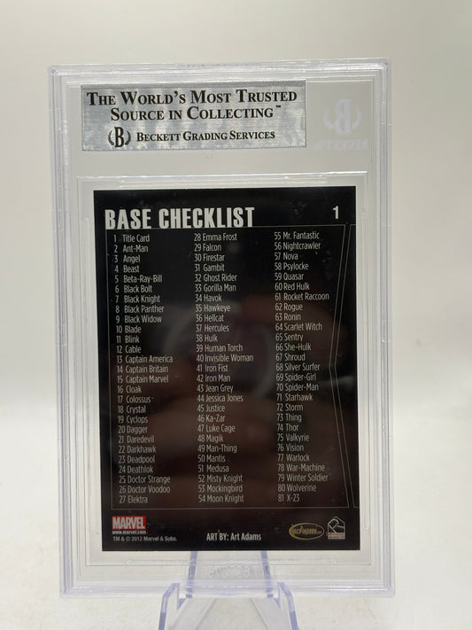 2012 Marvel Greatest Heroes #1 Base Checklist BGS 9 Mint