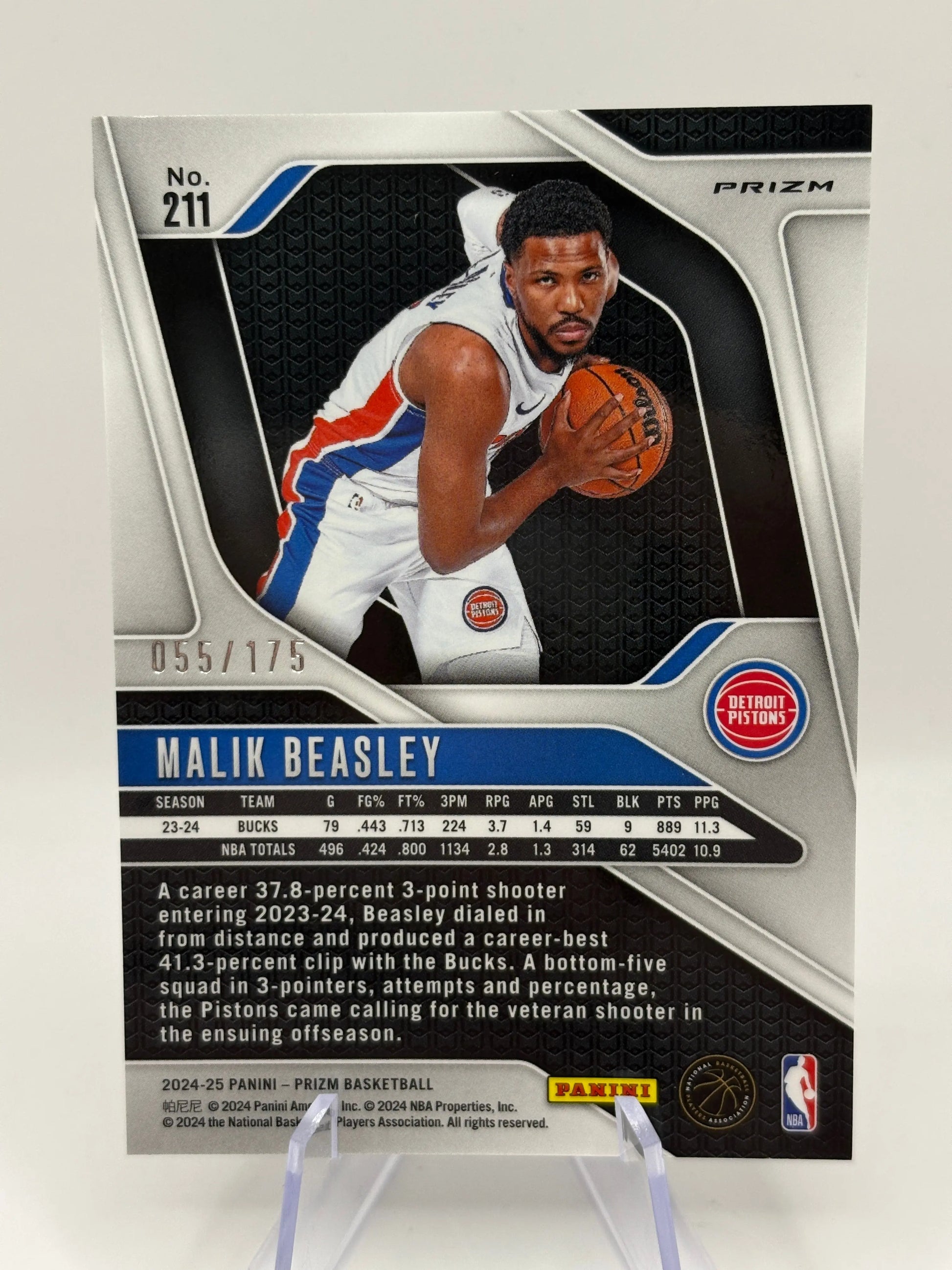 2024-25 Panini Prizm Basketball - Malik Beasley #211 055/175 White FRENLY BRICKS - Open 7 Days